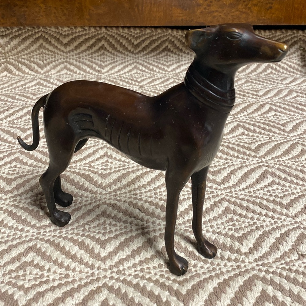 Vintage bronze greyhound whippet dog statue figure sculpture 8 inch